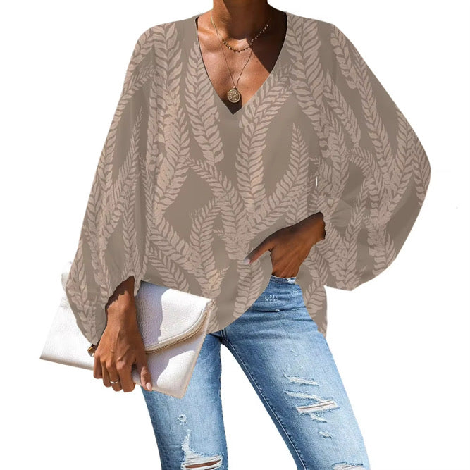 WAHINE BLOUSE - MOCHA FERN